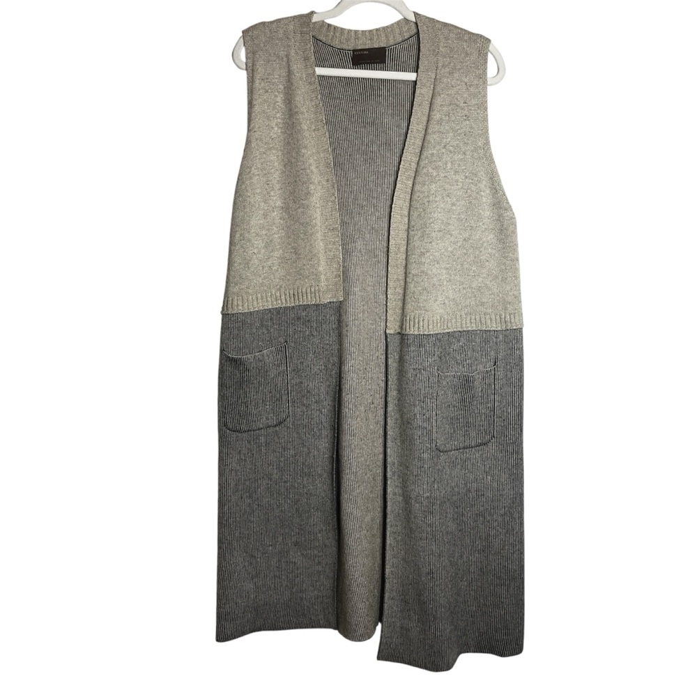 Kerisma Neutral Earth Tones Knit Sleeveless Open Front Cardigan Duster SZ S/M